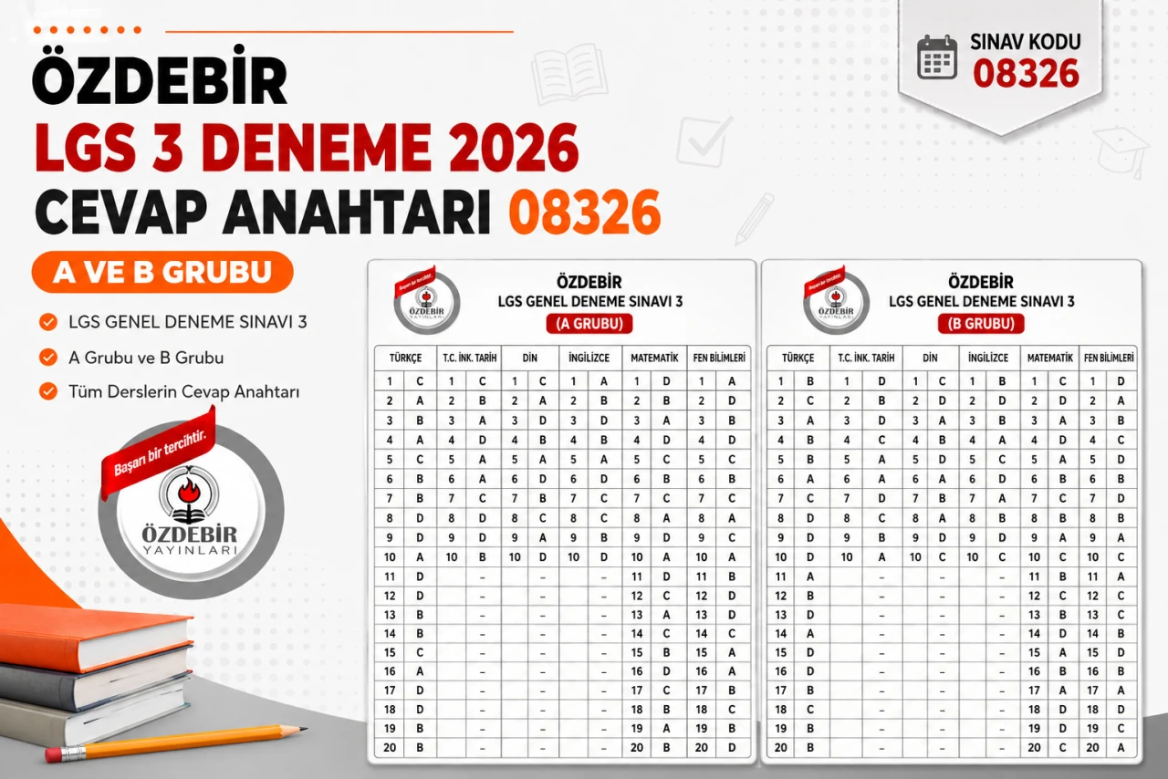 Özdebir LGS 3 Deneme 2026 Cevap Anahtarı 08326