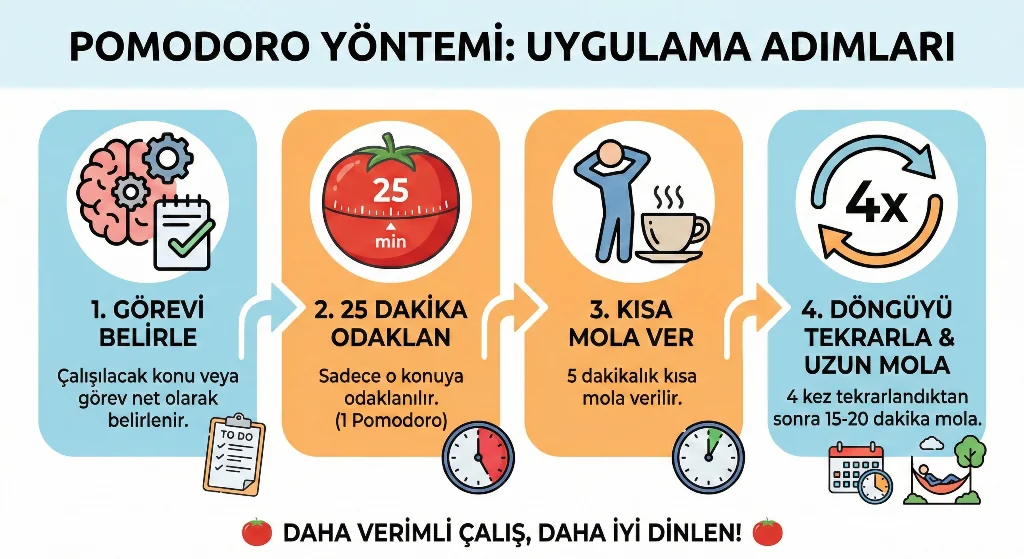 pomodoro yöntemi uygulama adımları