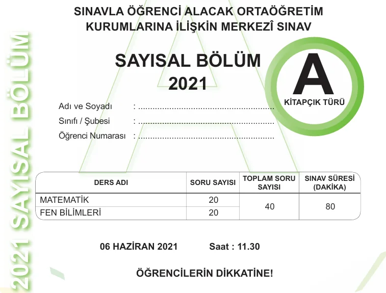 2021 LGS Matematik Soruları PDF 2 2021 LGS Matematik Soruları PDF