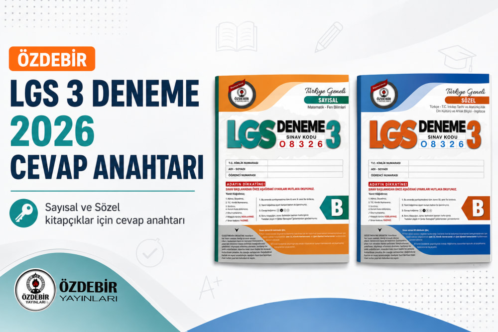 Özdebir LGS 3 Deneme 2026 Cevap Anahtarı​ 08326 ve Çözümleri için hemen tıklayın.
